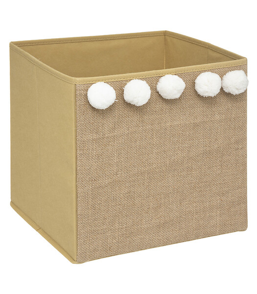 ATMOSPHERA - Bac de Rangement en Jute Marron Caramel avec Pompons - large