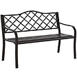 OUTSUNNY - Banc 3 places de jardin terrasse style rural chic 128L x 60l x 89H cm métal époxy anticorrosion fonte brun - vignette