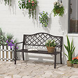 OUTSUNNY - Banc 3 places de jardin terrasse style rural chic 128L x 60l x 89H cm métal époxy anticorrosion fonte brun - vignette