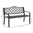 OUTSUNNY - Banc 3 places de jardin terrasse style rural chic 128L x 60l x 89H cm métal époxy anticorrosion fonte brun - vignette