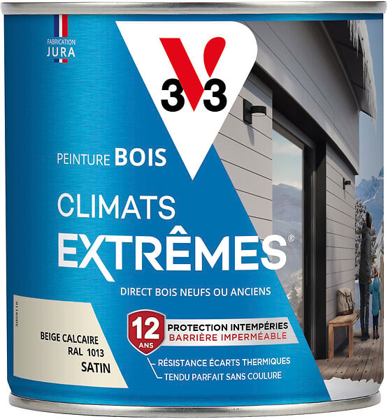 V33 PEINTURE - Peinture bois climats extrêmes beige calcaire satin 0.5 litre - large