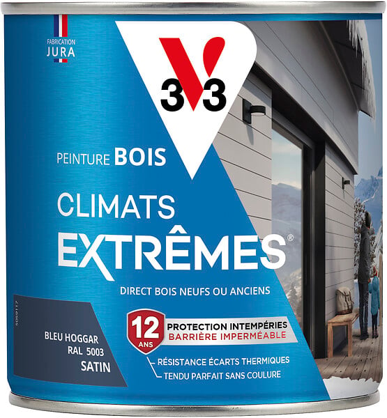 V33 PEINTURE - Peinture bois extérieure climat extrême Bleu Hoggar 0,5L - large