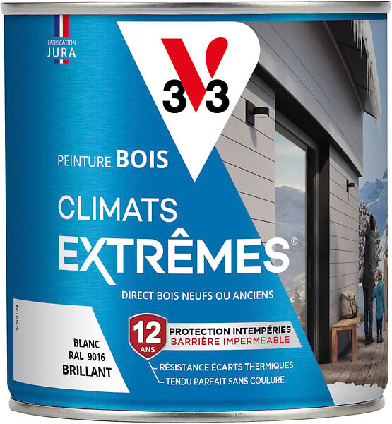 V33 PEINTURE - Peinture bois extérieure Climats Extrêmes - Brillant - 0,5L - large
