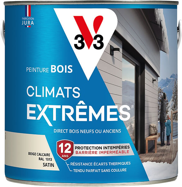 V33 PEINTURE - Peinture bois climats extremes - Beige calcaire - Satin - 2L - large