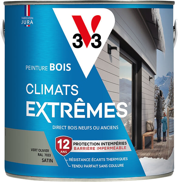 V33 PEINTURE - Peinture bois climats extremes - Vert olivier - Satin - 2L - large