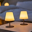 LUMISKY - 2 Lampes de table sans fil TWINS Gris H16cm - vignette