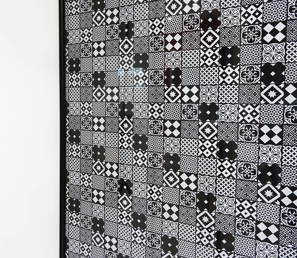 ONDEE - Cabine de douche CIMENT - Carreaux de ciment - Noir - 90x90cm - large