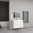 AICA SANITAIRE - Aica Sanitaire 79(L)x44.5(W)x52(H)cm Meuble salle de bain blanc avec 2 tiroirs à une fermeture amortie avec une vasque à suspendre - vignette