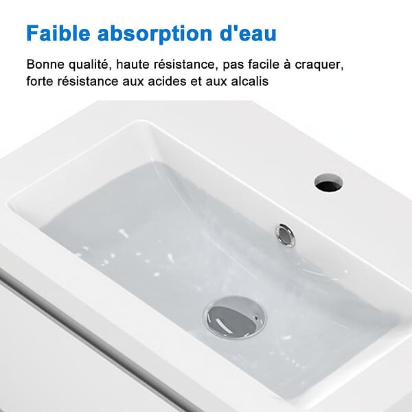 AICA SANITAIRE - Aica Sanitaire 59(L)x38,5(W)x40(H)cm Meuble salle de bain anthracite 2 portes avec une vasque à poser pour un gain d'espace optimal avec un maximum d'espace intérieure - large