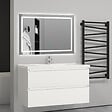 AICA SANITAIRE - Aica Sanitaire 99(L)x44.5(P)x52(H)cm Meuble salle de bain blanc avec 2 tiroirs à une fermeture amortie avec une vasque à suspendre - vignette