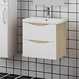 AICA SANITAIRE - Aica Sanitaire Ensemble meuble bois clair et vasque 50cm meubles de salle de bain meuble sur pieds 2 tiroirs - vignette
