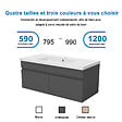 AICA SANITAIRE - Aica Sanitaire 99(L)x45(W)x40cm(H)cm Meuble salle de bain anthtacite 2 portes avec une vasque à suspendre - vignette