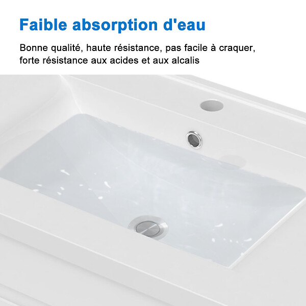 AICA SANITAIRE - Aica Sanitaire 79(L)x44.5(W)x52(H)cm Meuble salle de bain naturel avec 2 tiroirs à une fermeture amortie avec une vasque à suspendre - large