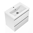 AICA SANITAIRE - Aica Sanitaire 50cm(L)x38.5cm(P)x52cm(H) Meuble salle de bain blanc deux tiroirs avec une vasque à suspendre - vignette