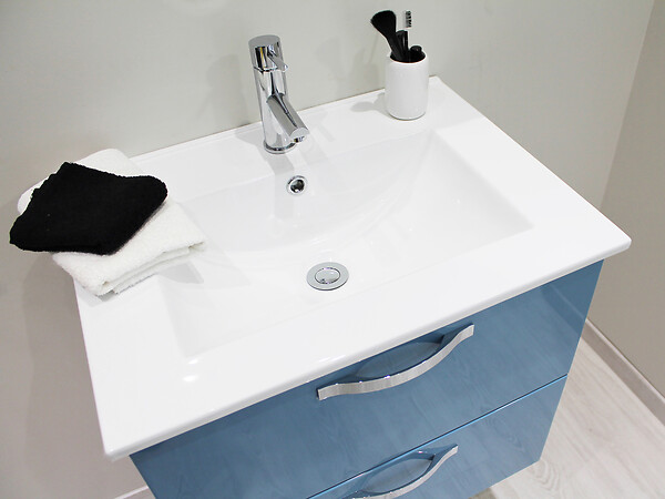 ONDEE - 2 Façades de tiroir MIXY - pour meuble de salle de bain - 80cm - Bleu - Laqué - large