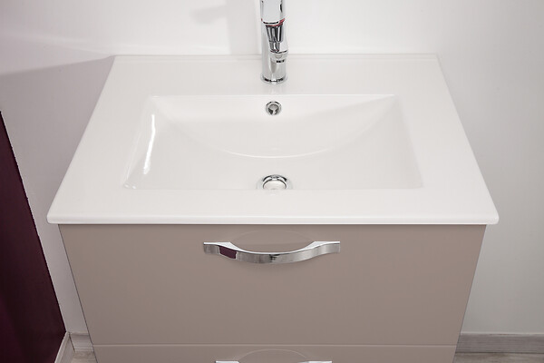 ONDEE - 2 Façades de tiroir MIXY - pour meuble de salle de bain - 80cm - Sable - Laqué - large