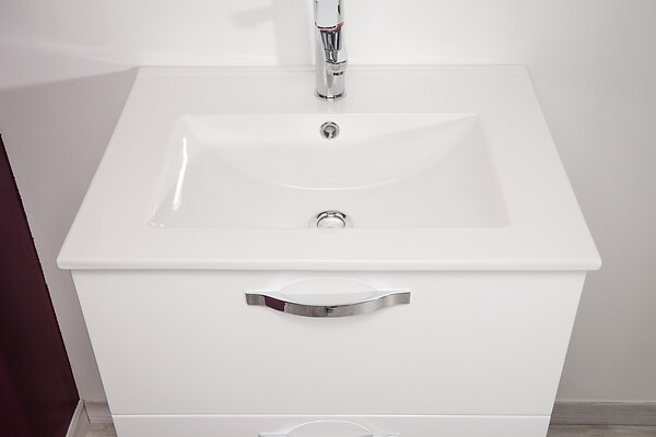 ONDEE - 2 Façades de tiroir MIXY - pour meuble de salle de bain - 80cm - Blanc - Laqué - large