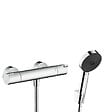 HANSGROHE - Hansgrohe Ecostat Set Mitigeur thermostatique douche + Douchette à main XXL 105mm 3 jets + Flexible de douche 125cm, support mural, Chrome - vignette