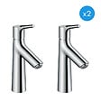 HANSGROHE - Hansgrohe Talis S 100 Lot de 2 Mitigeurs de lavabo avec cartouche céramique, Chrome (7202100-DUO) - vignette