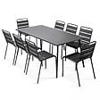 OVIALA - Ensemble table de jardin et 8 chaises en métal gris - Palavas - vignette