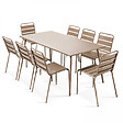 OVIALA - Ensemble table de jardin et 8 chaises en métal taupe - Palavas - vignette