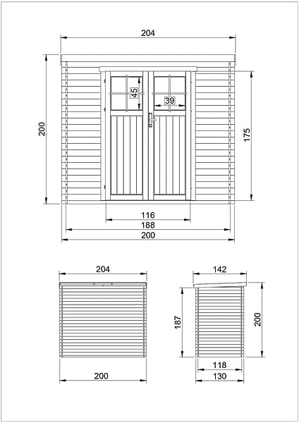 TIMBELA - Abri de jardin en bois - l204xL142xH200cm / 2.22m2 - AVEC SOL TRAITÉ - M311F+M311G - large