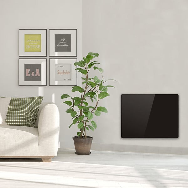 KALIA - Radiateur électrique céramique GLASS noir 1000W - large