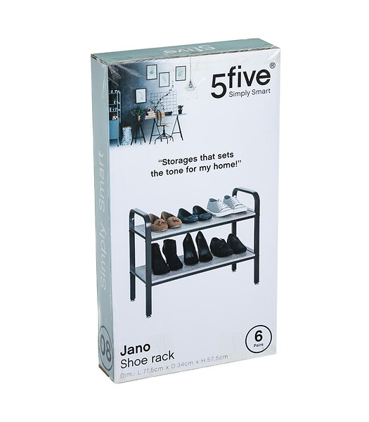 5 FIVE SIMPLY SMART - Etagère Range-chaussures 2 niveaux 6 paires - large