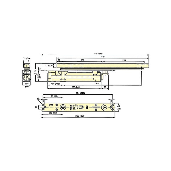 DORMA - Fermeporte ITS 96 force 36 fourni sans bras - large