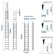 HOSTRÃ–M - Echelle transformable 3 plans StablePro 3x13 marches aluminium extensible coulissante, 6 positions, hauteur travail max 8,61m, garantie 5 ans, Hostrom - vignette