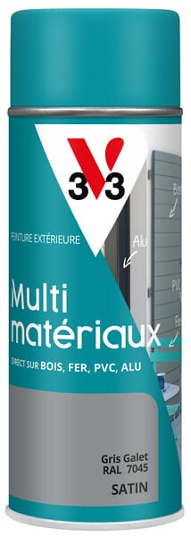 V33 PEINTURE - Peinture multi-matériaux Direct Protect - Gris galet - Aérosol 400ml - large