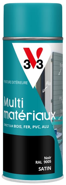 V33 PEINTURE - Peinture multi-matériaux aérosol Direct Protect Noir 400ml - large