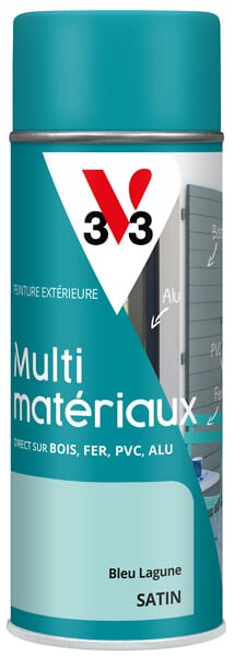 V33 PEINTURE - Bombe de peinture multi-matériaux - Bleu lagune - 400ml - large