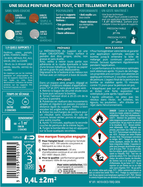 V33 PEINTURE - Peinture multi-materiaux DP Metallise Anthracite Aerosol 400ml - large