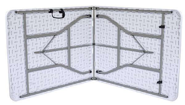 RONDY - Table pliante résine/acier – Blanc – H.74xL.180xP.74cm - large
