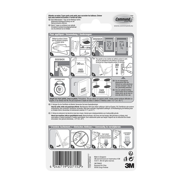 3M - Languettes adhésives pour tableaux - 4 paires - 5,4 kg - large