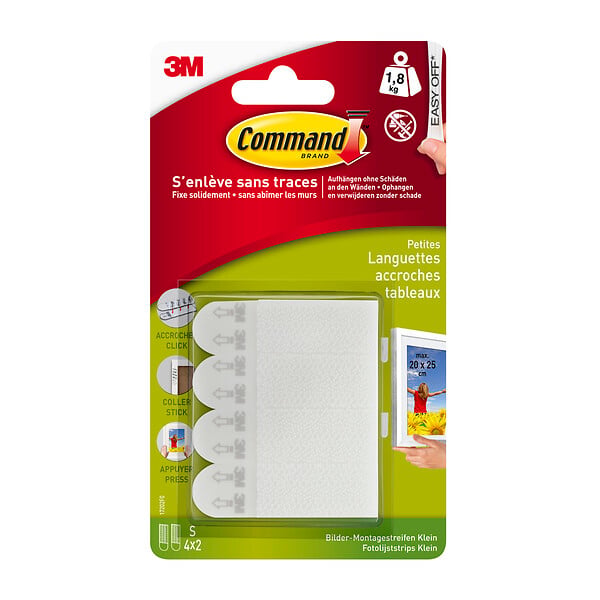 3M - Languette de fixation 3 M petit modèle blanc - large
