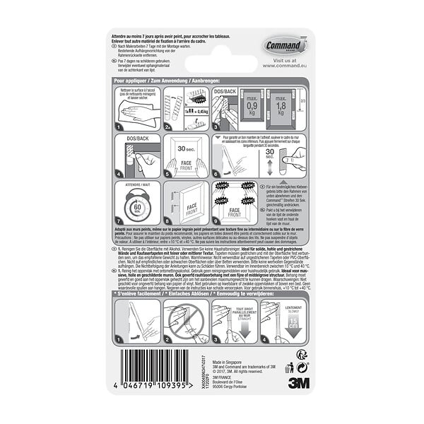 3M - Languette de fixation 3 M petit modèle blanc - large