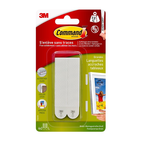 3M - Languettes larges pour accrochage de tableaux - 4 paires - large