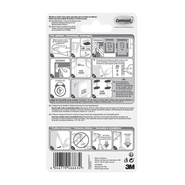 3M - Languettes larges pour accrochage de tableaux - 4 paires - large