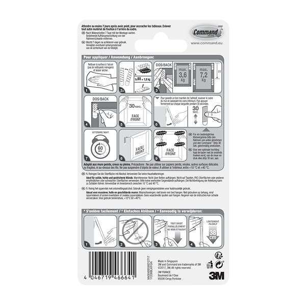 3M - Languettes larges Command pour cadres - Noires - 7,2kg - large