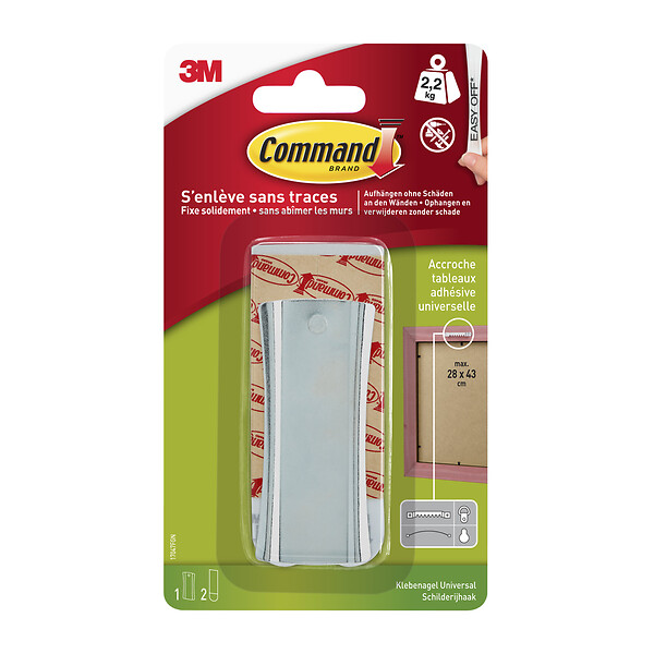 3M - Accroche cadre Command - Métal - Argenté - 2,2 kg - large