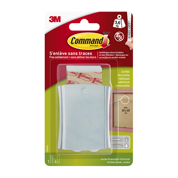 COMMAND - Crochets à cadre adhésifs - Acier inoxydable - 3,6 kg - large
