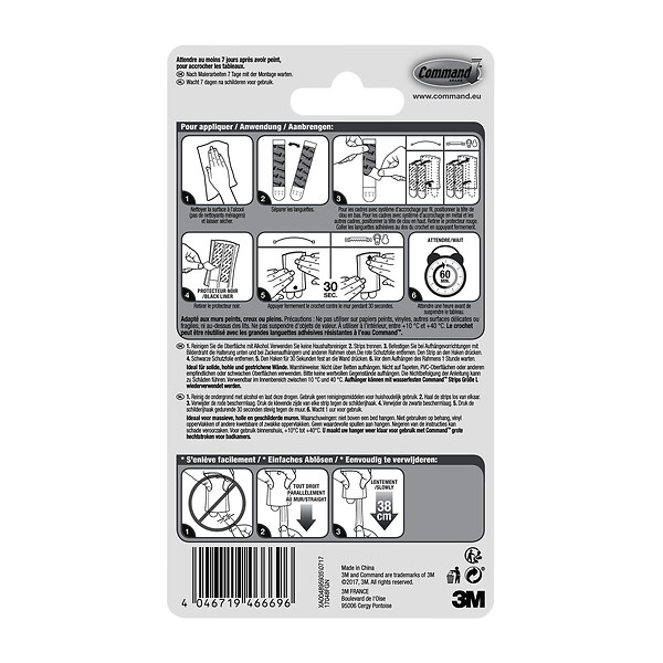 COMMAND - Crochets à cadre adhésifs - Acier inoxydable - 3,6 kg - large