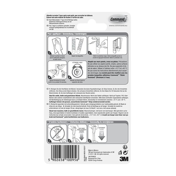 COMMAND - Accroche-toile 3M COMMAND Moyen modèle  blanc - large