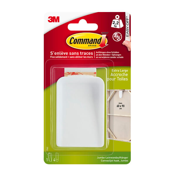 COMMAND - Crochet adhésif pour toile COMMAND Grand Modèle Blanc 2,2 kg - large