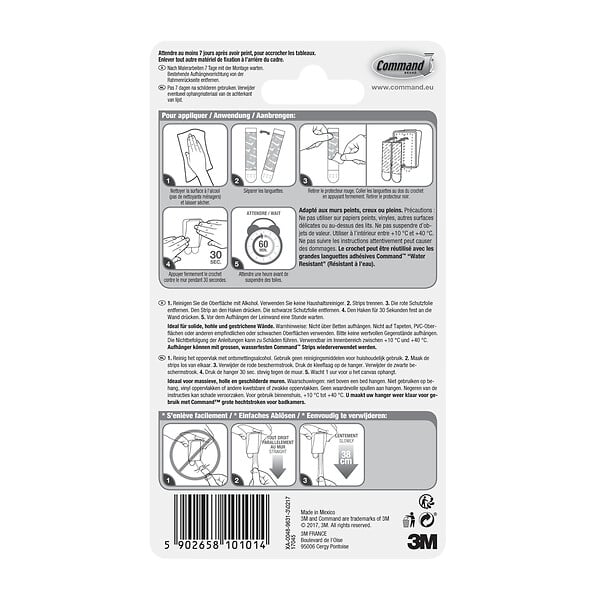 COMMAND - Crochet adhésif pour toile COMMAND Grand Modèle Blanc 2,2 kg - large