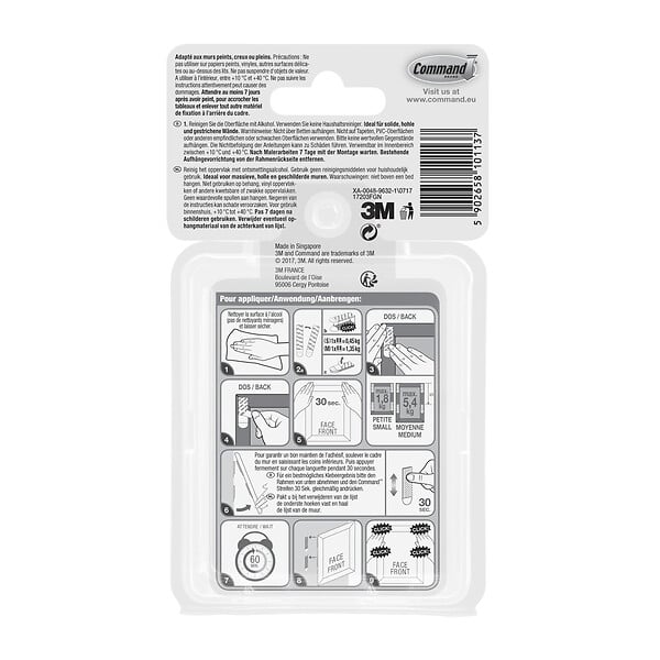 3M - Languettes adhésives accroche tableau Command - 24 pièces - large