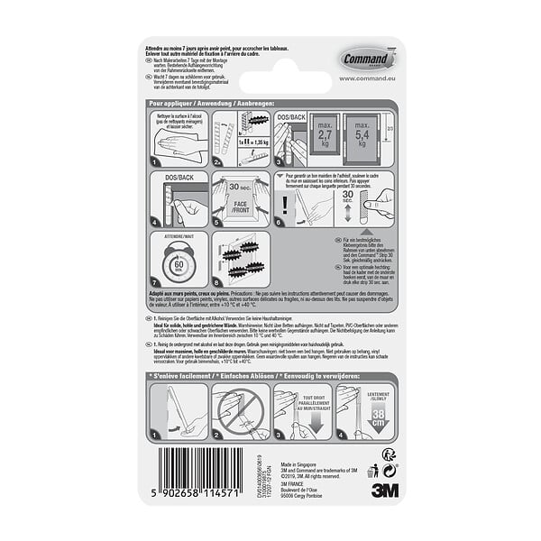3M - Lot de 24 languettes adhésives Tableaux - large