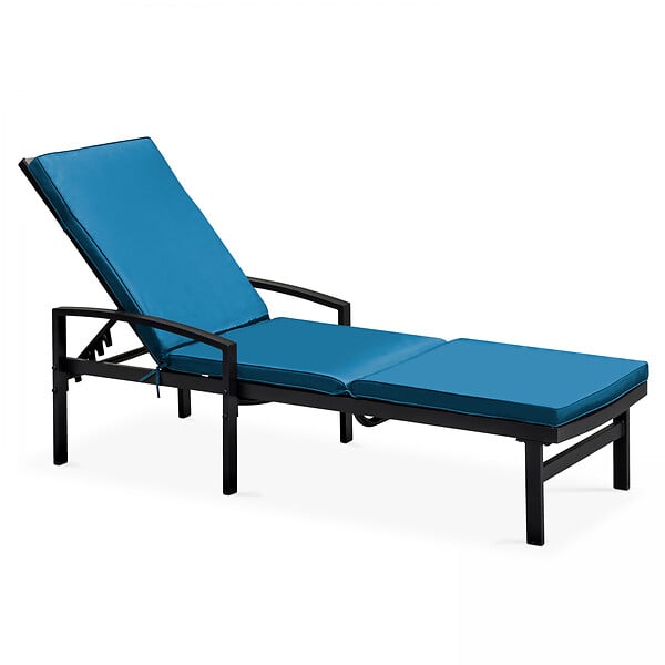 OVIALA - Coussin bain de soleil polyester bleu pacific 186x53x5 cm - Picchu - large